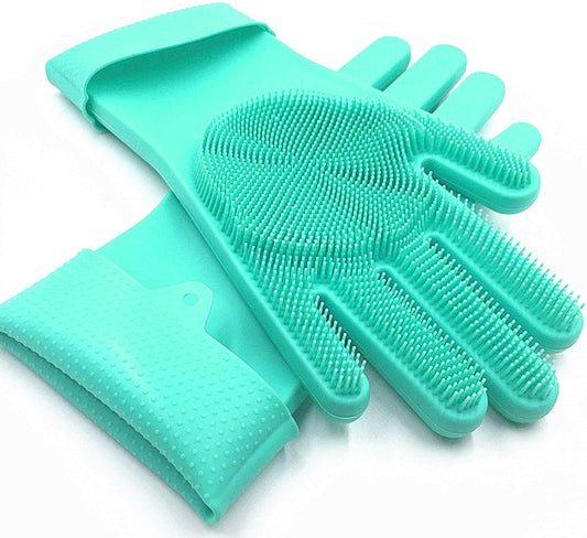 Silicone Dishwashing Gloves with Brushes: Waterproof & Heat-Resistant